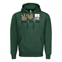 Sports Green peace love eyes Zipper Hoodie - MaliasSmallBusiness