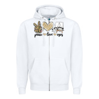 White peace love eyes Zipper Hoodie - MaliasSmallBusiness