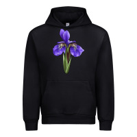 Black Iris Flower Illustrations Urban Hoodie - LillyAllenDesigns
