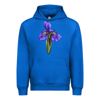 Cobalt Iris Flower Illustrations Urban Hoodie - LillyAllenDesigns