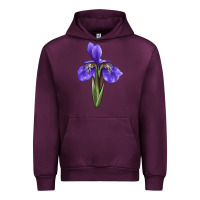 Mauve Wine Iris Flower Illustrations Urban Hoodie - LillyAllenDesigns