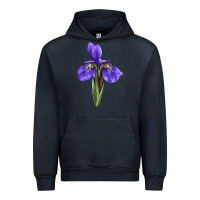Navy Iris Flower Illustrations Urban Hoodie - LillyAllenDesigns