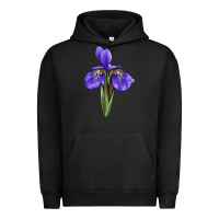 Pigment Black Iris Flower Illustrations Urban Hoodie - LillyAllenDesigns