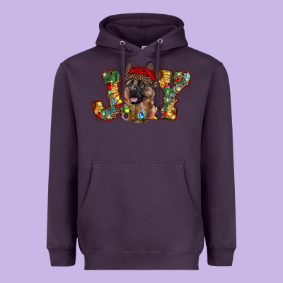 German Shepherd Christmas Joy Heavyweight Hoodie Designed By Ranaportraitstore