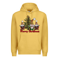Antique Gold merry christmas with gnomes Premium Hoodie - AdoDesignShop