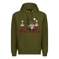 Army Green merry christmas with gnomes Premium Hoodie - AdoDesignShop