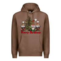 Chestnut merry christmas with gnomes Premium Hoodie - AdoDesignShop