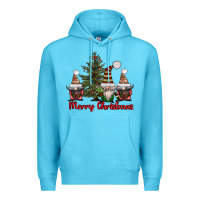 Ocean Blue merry christmas with gnomes Premium Hoodie - AdoDesignShop