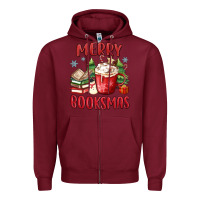 Burgundy merry booksmas Zipper Hoodie - MaliasSmallBusiness