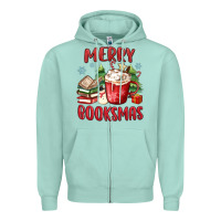 Seafoam merry booksmas Zipper Hoodie - MaliasSmallBusiness