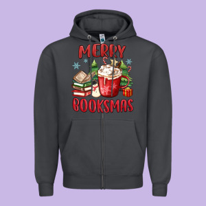 Merry Booksmas Zipper Hoodie Designed By Maliassmallbusiness