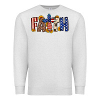 Oatmeal Heather Faith USA flag sunflower Premium Sweatshirt - Neo Western