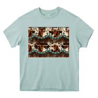 Arona Longhorn Cow Pattern Heavy Core Tee - CowhideDigitalArt