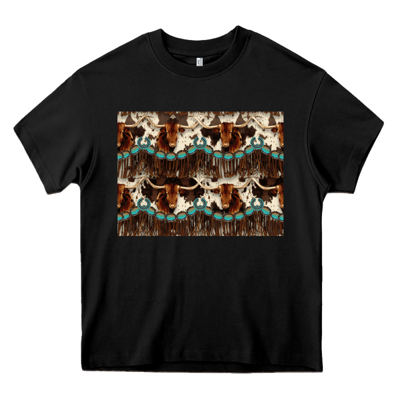 Longhorn Cow Pattern Heavy Core Tee by CowhideDigitalArt | Teevron