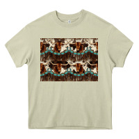 Mossy Longhorn Cow Pattern Heavy Core Tee - CowhideDigitalArt