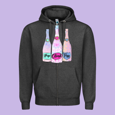 Zipper Hoodie pop clink fizz champagne bubbly