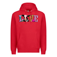 Red love with cow Premium Hoodie - AdoDesignShop