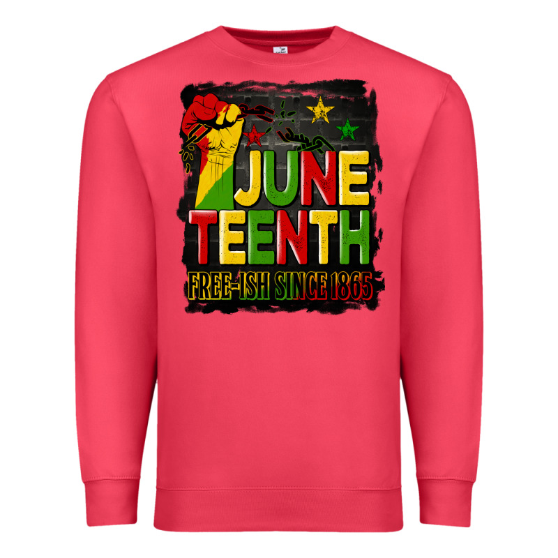 Juneteenth Fist Free Ish Since 1865 With Background Premium Sweatshirt by HRA Design Shop | Teevron