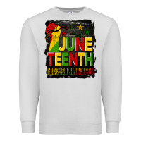 Dove Grey juneteenth fist free ish since 1865 with background Premium Sweatshirt - HRA Design Shop