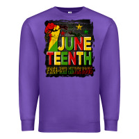 Purple juneteenth fist free ish since 1865 with background Premium Sweatshirt - HRA Design Shop