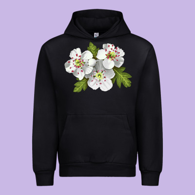 Hawthorn Flower Illustrations Urban Hoodie Designed By Lillyallendesigns