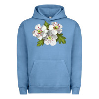 Pigment Pebble Blue Hawthorn Flower Illustrations Urban Hoodie - LillyAllenDesigns