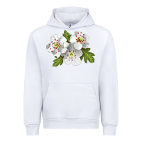 White Hawthorn Flower Illustrations Urban Hoodie - LillyAllenDesigns