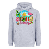 Heather Grey aloha beaches Heavyweight Hoodie - texasbilliewilder