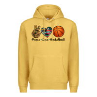 Antique Gold peace love basketball Premium Hoodie - Artiststas