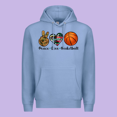 Peace Love Basketball Premium Hoodie Designed By Artiststas