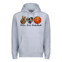 Heather Grey peace love basketball Premium Hoodie - Artiststas