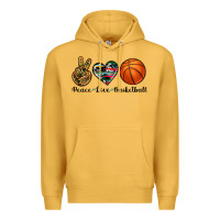 Mustard peace love basketball Premium Hoodie - Artiststas
