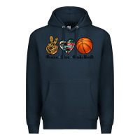 Navy peace love basketball Premium Hoodie - Artiststas