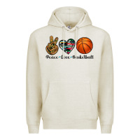 Oatmeal Heather peace love basketball Premium Hoodie - Artiststas