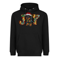 Black dachshund puppy christmas joy Heavyweight Hoodie - RanaPortraitStore