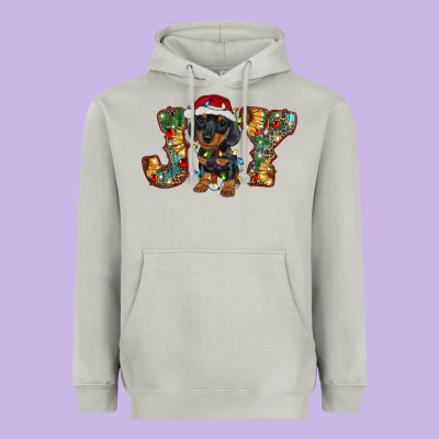 Dachshund Puppy Christmas Joy Heavyweight Hoodie Designed By Ranaportraitstore