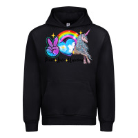 Black peace love unicorn Urban Hoodie - LillyAllenDesigns