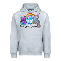 Heather Grey peace love unicorn Urban Hoodie - LillyAllenDesigns