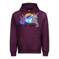Mauve Wine peace love unicorn Urban Hoodie - LillyAllenDesigns