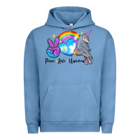 Pigment Pebble Blue peace love unicorn Urban Hoodie - LillyAllenDesigns