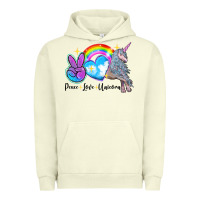 Pigment Pistachio peace love unicorn Urban Hoodie - LillyAllenDesigns
