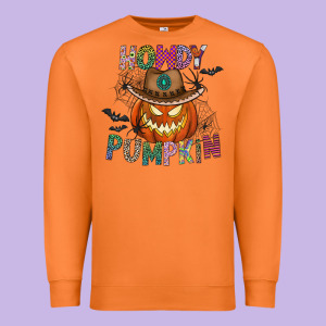 Howdy Pumpkin Premium Sweatshirt Designed By Cowhidedigitalart