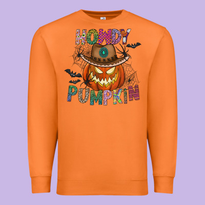 Howdy Pumpkin Premium Sweatshirt Designed By Cowhidedigitalart