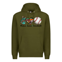 Army Green peace love baseball Premium Hoodie - Artiststas