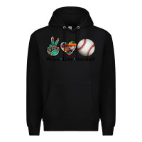 Black peace love baseball Premium Hoodie - Artiststas