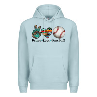 Blue Mist peace love baseball Premium Hoodie - Artiststas