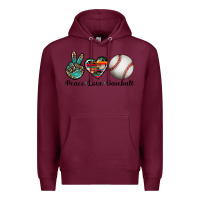 Burgundy peace love baseball Premium Hoodie - Artiststas