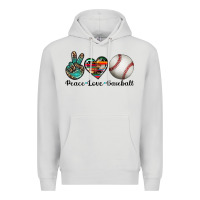 Dove Grey peace love baseball Premium Hoodie - Artiststas
