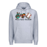 Heather Grey peace love baseball Premium Hoodie - Artiststas