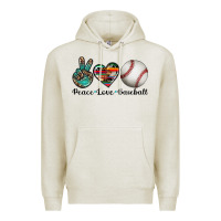 Oatmeal Heather peace love baseball Premium Hoodie - Artiststas